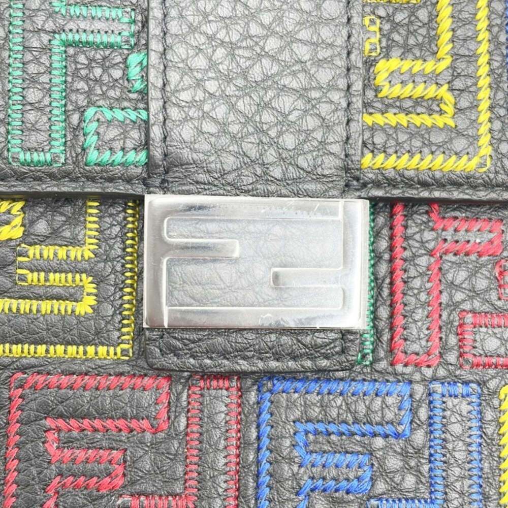 FENDI Black Leather Zucca Shoulder Bag - Picture 7 of 10